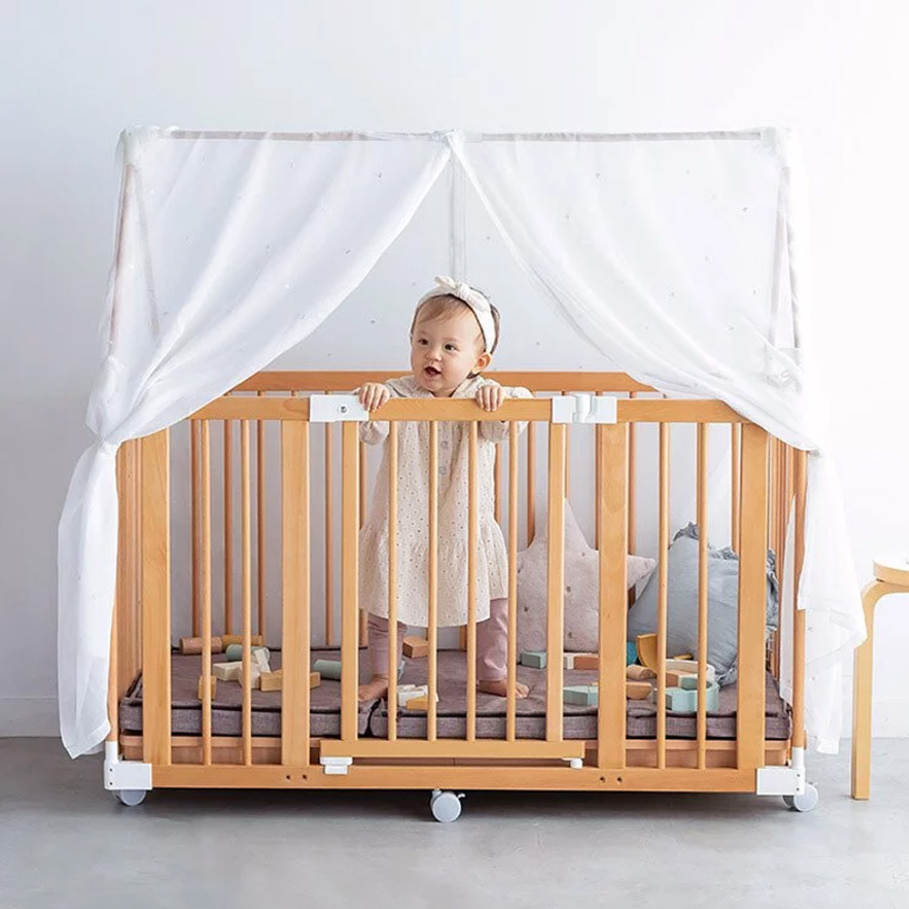 【美品】ベビーベッド farska コンパクトベッド フリー メランジブラウン farska ファルスカ コンパクトベッド フリー / メランジブラウン