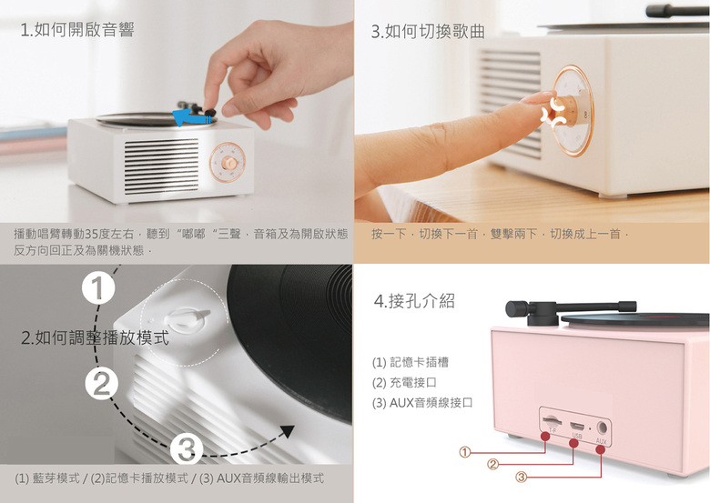 (複製)耳機狗|唱盤造型無線藍芽喇叭/白