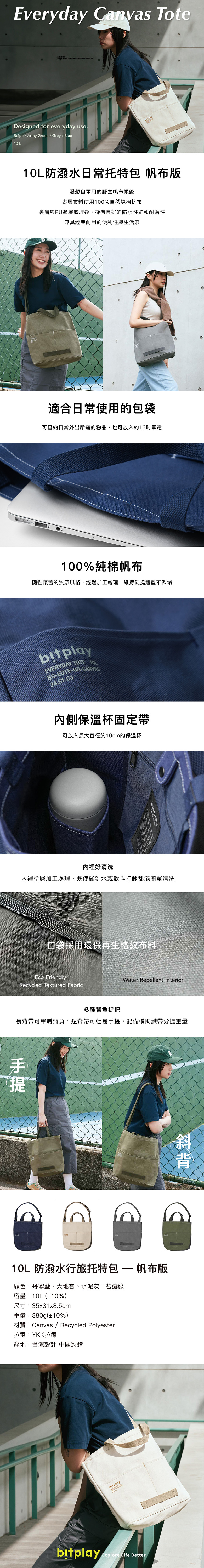 (複製)bitplay|防潑水行旅托特包 帆布版